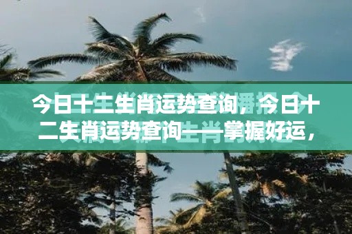 今日十二生肖运势详解——掌握好运势,开启美好一天!