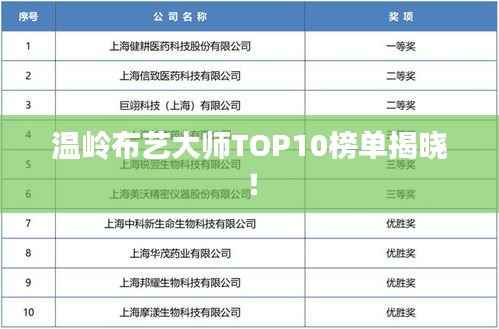 温岭布艺大师TOP10榜单揭晓!